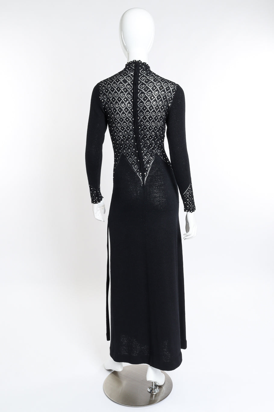 Vintage Lillie Rubin Crochet Crystal Knit Dress back on mannequin @recess la