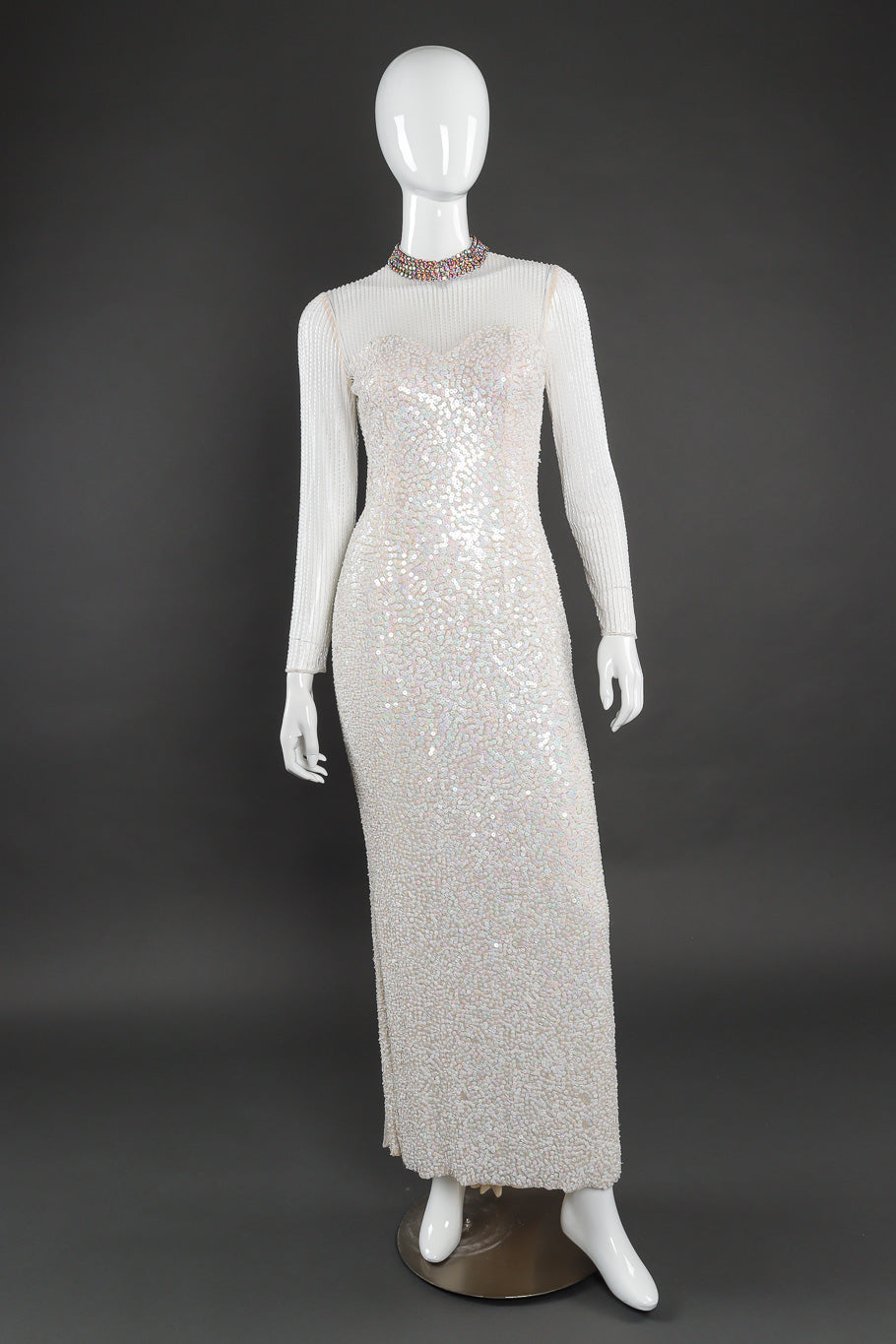 Beaded gown by Lillie Rubin on mannequin front @recessla