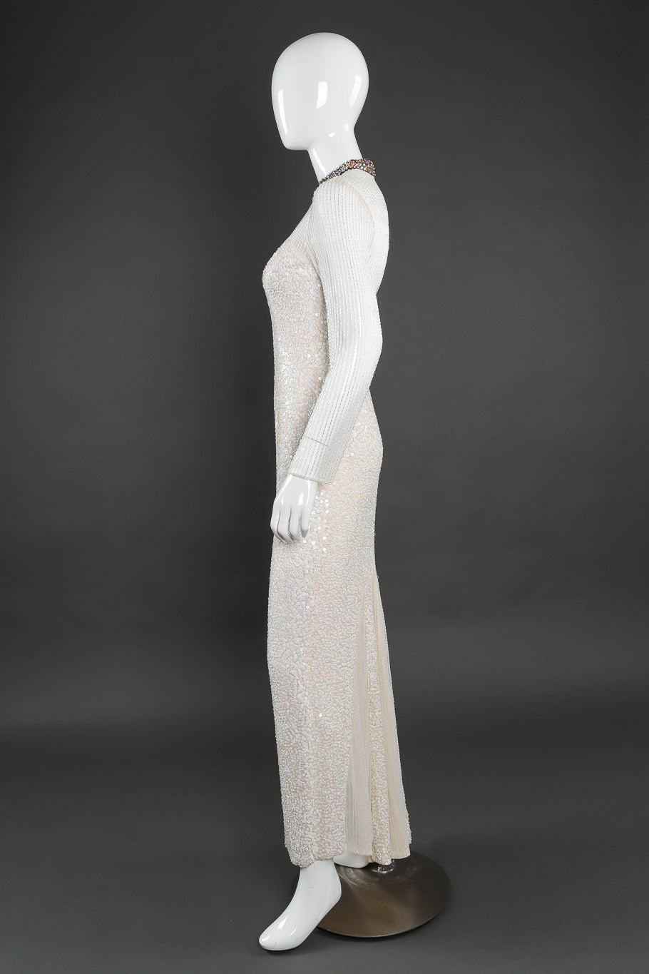 Beaded gown by Lillie Rubin on mannequin side @recessla