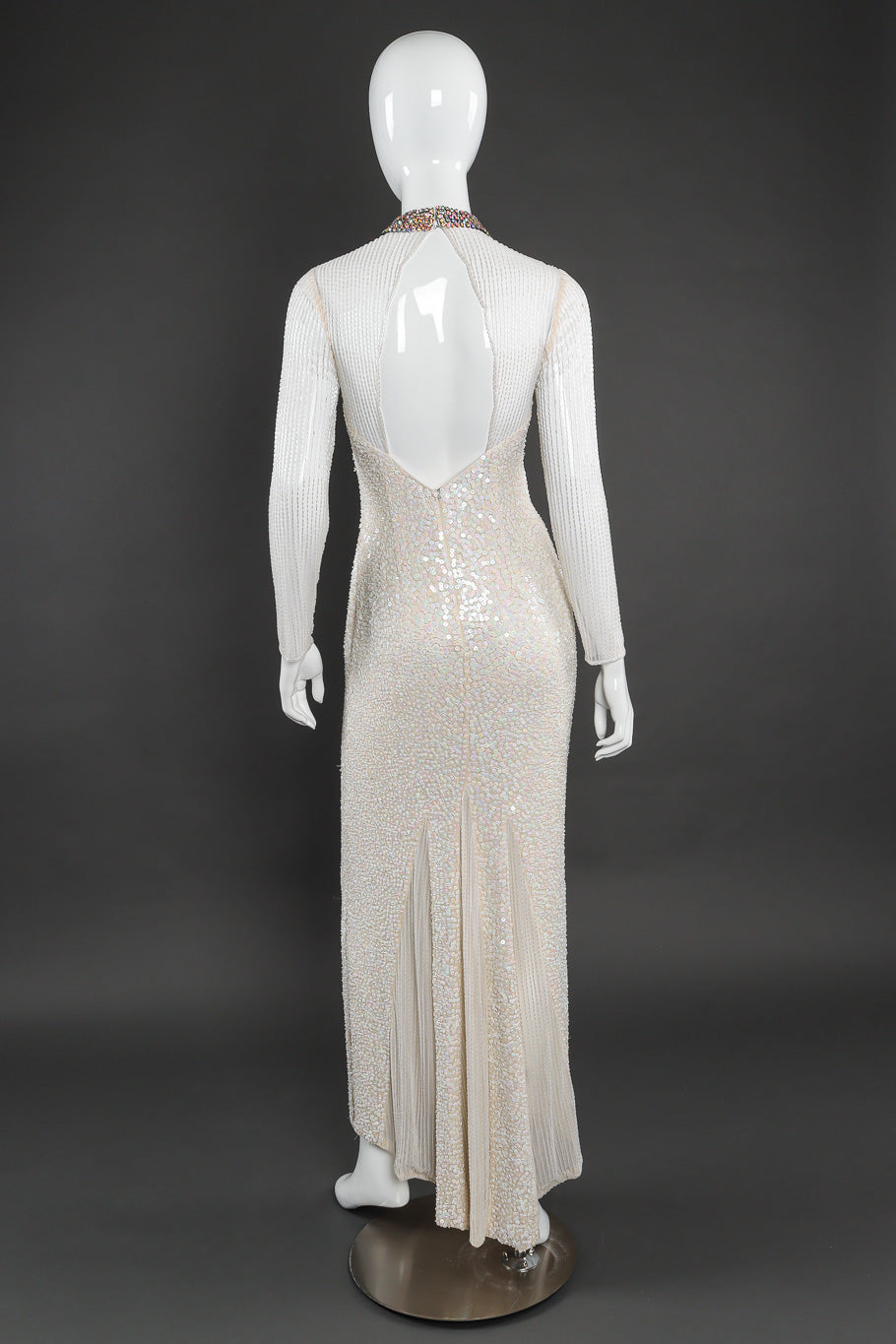 Beaded gown by Lillie Rubin on mannequin back @recessla