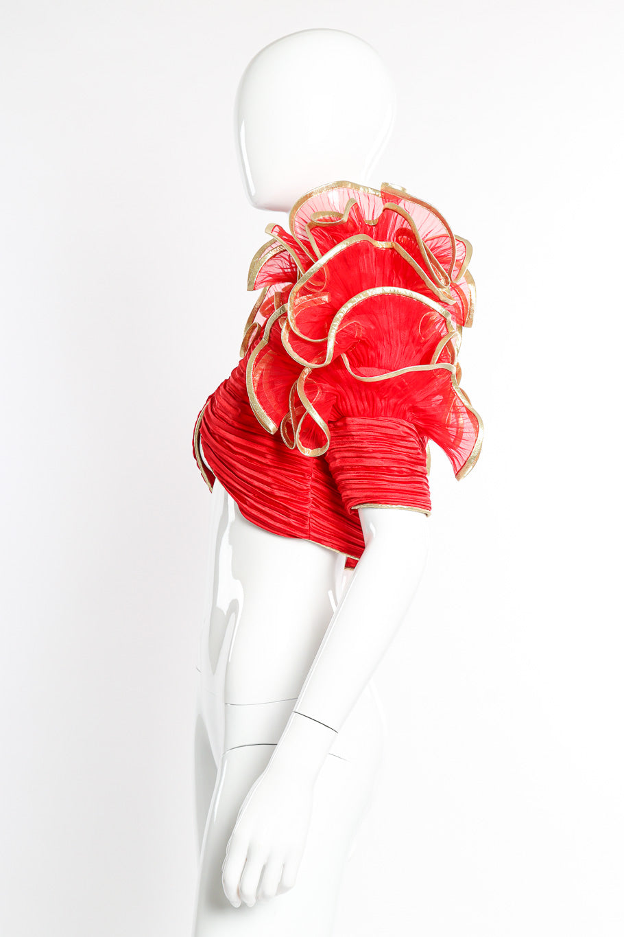Vintage Lillie Rubin Ruffle Crop Top side on mannequin @recessla