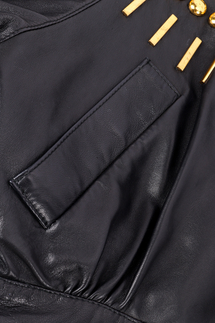Vintage Lina Lee Studded Leather Jacket pocket closeup @recessla