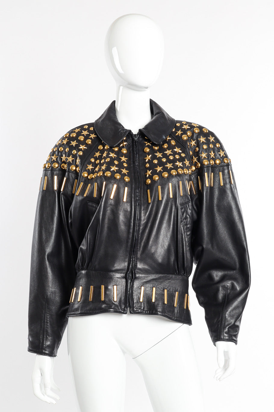 Vintage Lina Lee Studded Leather Jacket front on mannequin @recessla