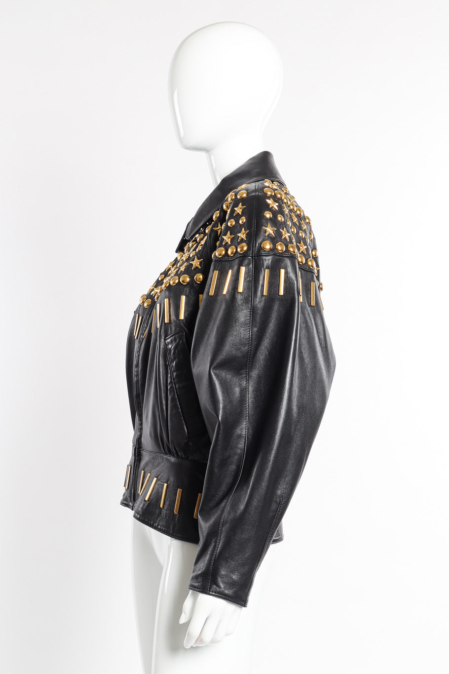 Vintage Lina Lee Studded Leather Jacket side on mannequin @recessla