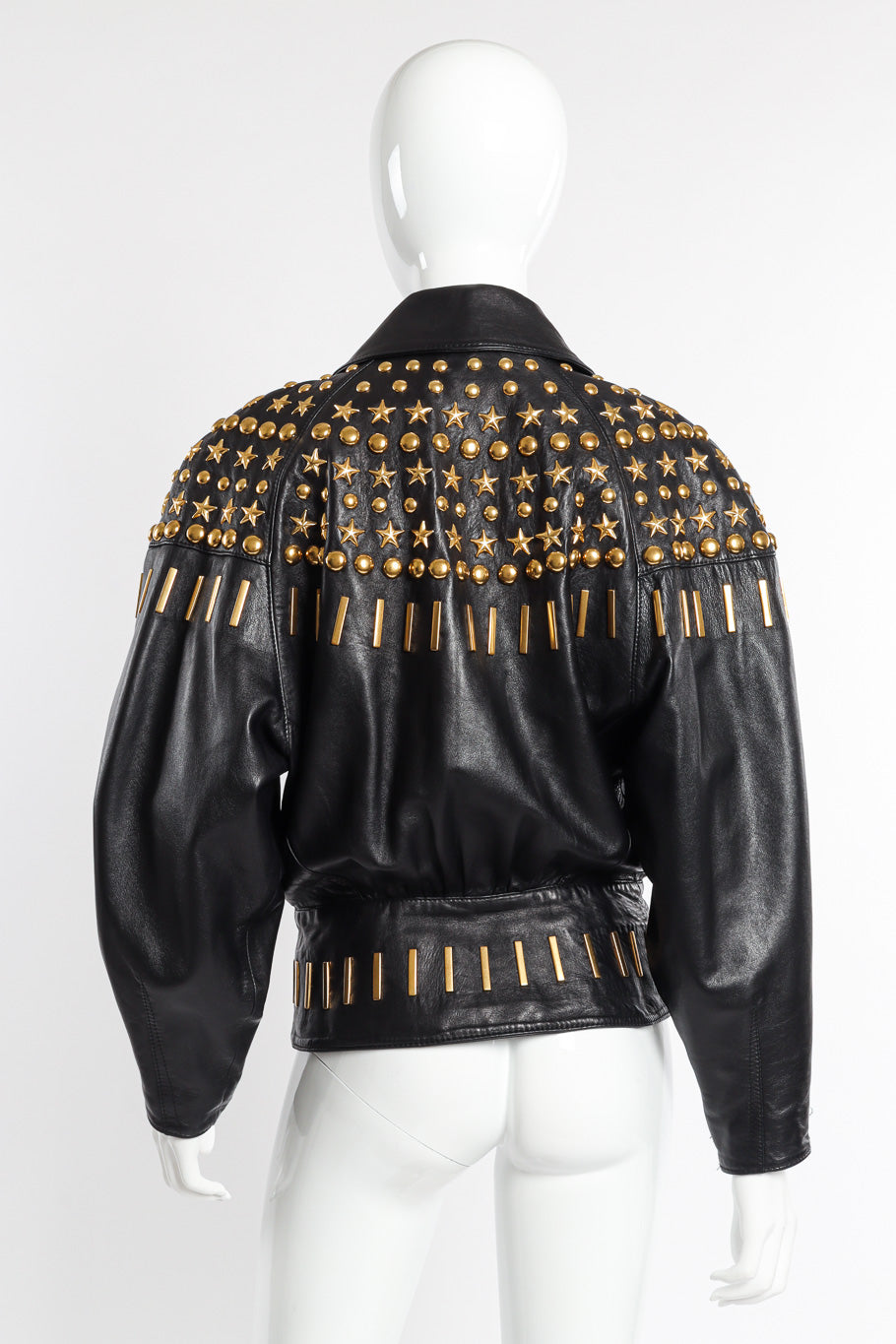 Vintage Lina Lee Studded Leather Jacket back on mannequin @recessla