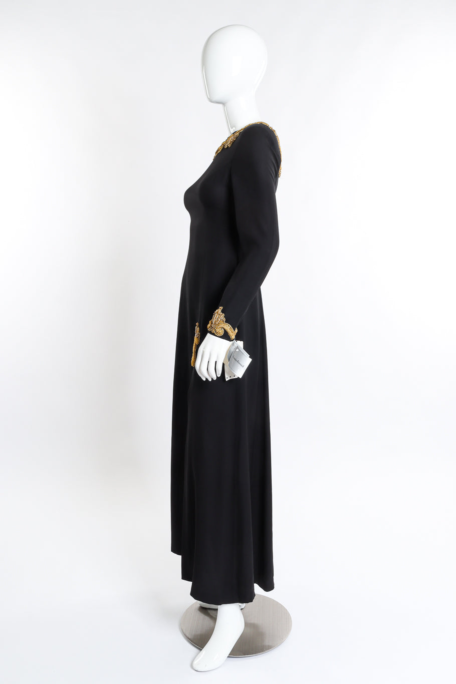 Vintage Louis Féraud Gilded Soutache Trim Dress side on mannequin @recess la
