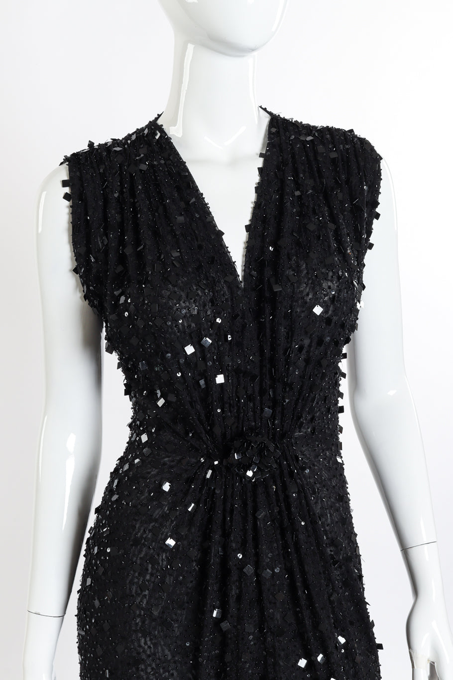 Beaded Mesh Sequin Dress by Marc Bouwer on mannequin front close @recessla