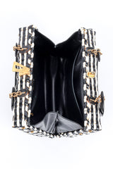 Vintage Marcus Brothers Woven Stripe Vinyl Handbag top view of interior @recess la
