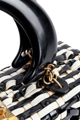 Vintage Marcus Brothers Woven Stripe Vinyl Handbag handle closeup @recess la