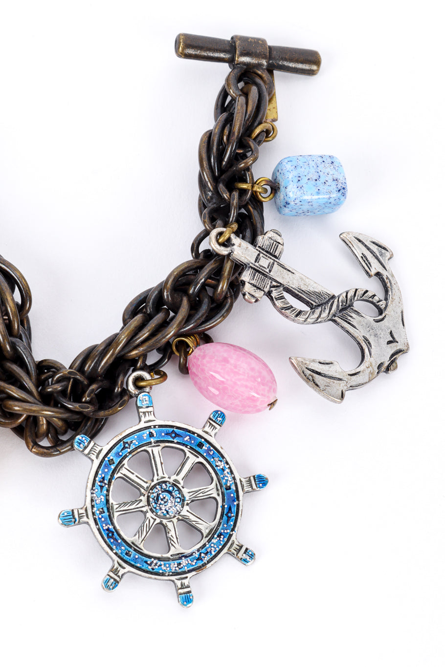 Vintage Nautical Heart Charm Bracelet nautical charms closeup @recessla