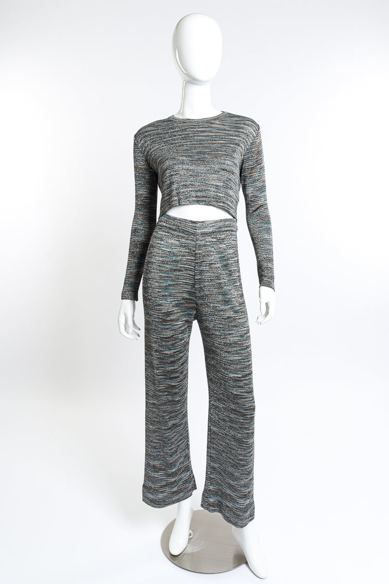 Striped Crop Top & Trouser Set front on mannequin @RECESS LA