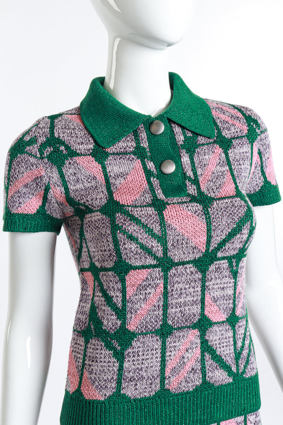 2014 F/W Check Knit Mini Skirt Set front detail on mannequin @RECESS LA