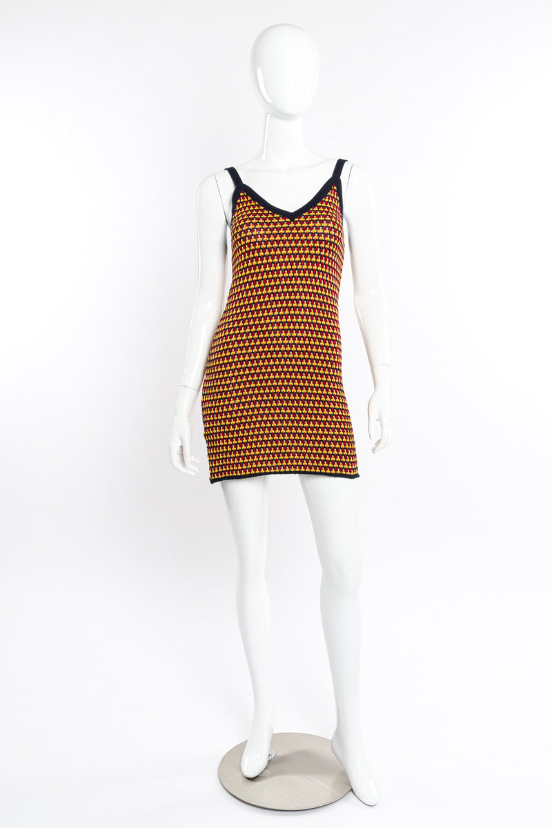 Miu Miu Scissor Knit Tank Dress front view on mannequin @Recessla