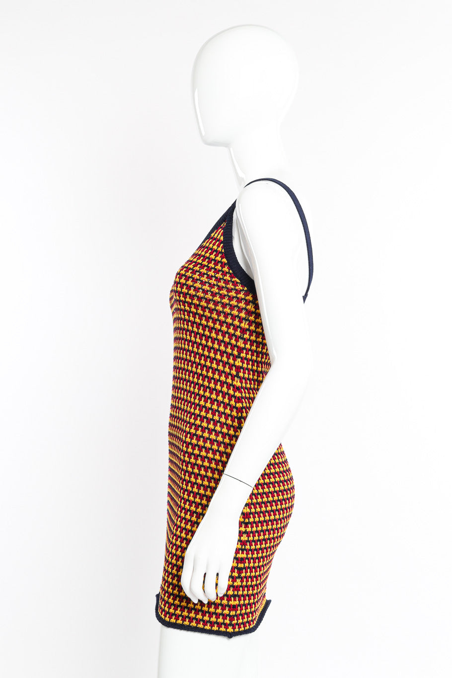Miu Miu Scissor Knit Tank Dress side view on mannequin @Recessla