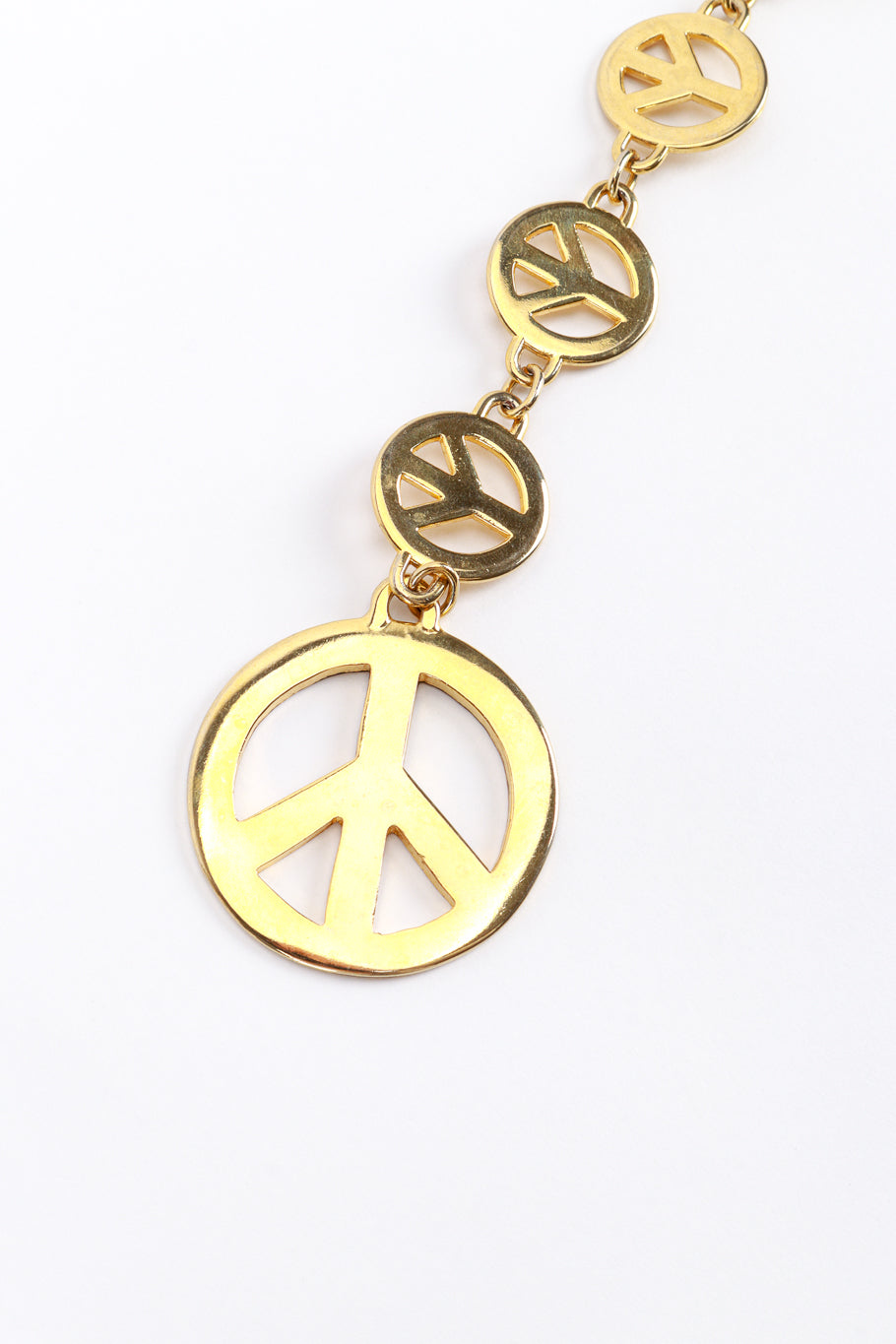 Vintage Moschino Jeans Peace Sign Draped Chain Belt II back on end charm @recess la