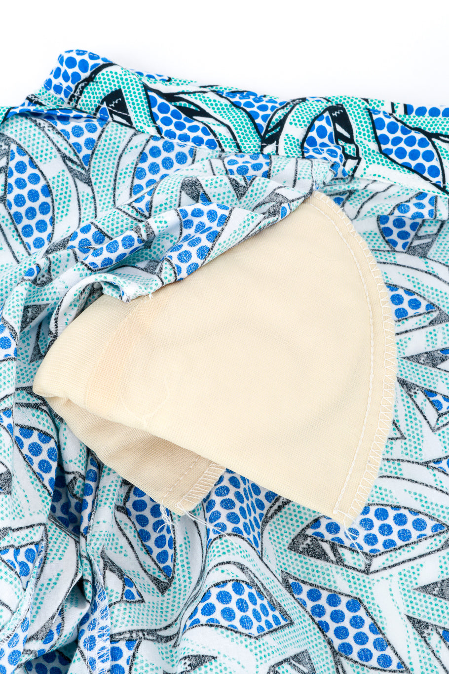 Vintage Moschino Peace Print Shirt shoulder pad closeup @recess la