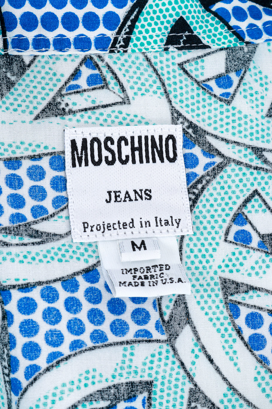 Vintage Moschino Peace Print Shirt signature label closeup @recess la