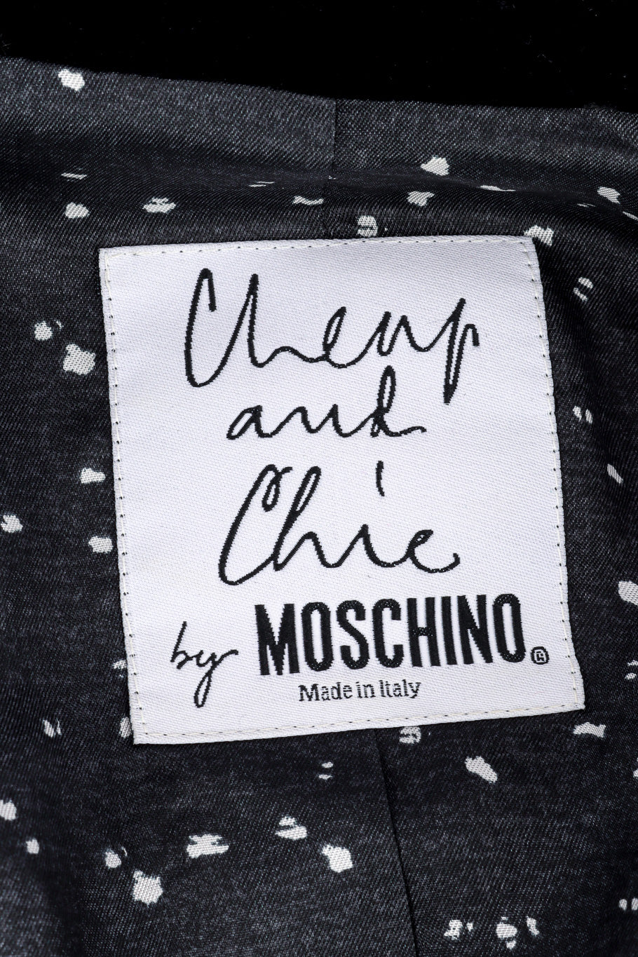 Vintage Moschino Dot Bouclé Jacket and Skirt Set jacket signature label closeup @recessla