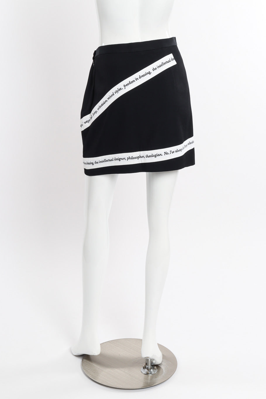 Irony of Design Text Blazer & Skirt Suit by Moschino on mannequin skirt only back  @recessla