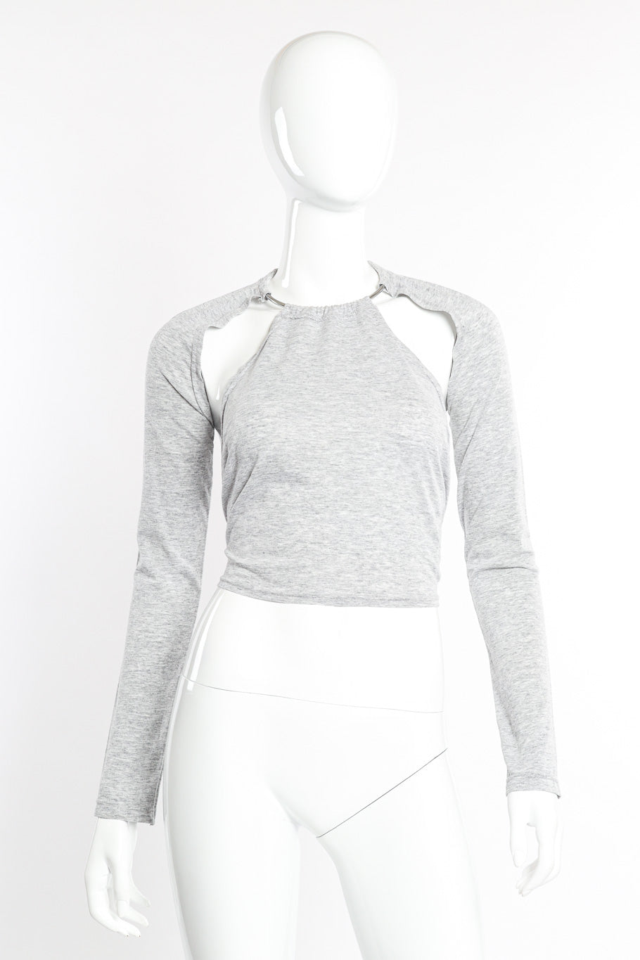 Cut-Out Sleeve Ring Collar Halter Top by Margiela on mannequin @recessla