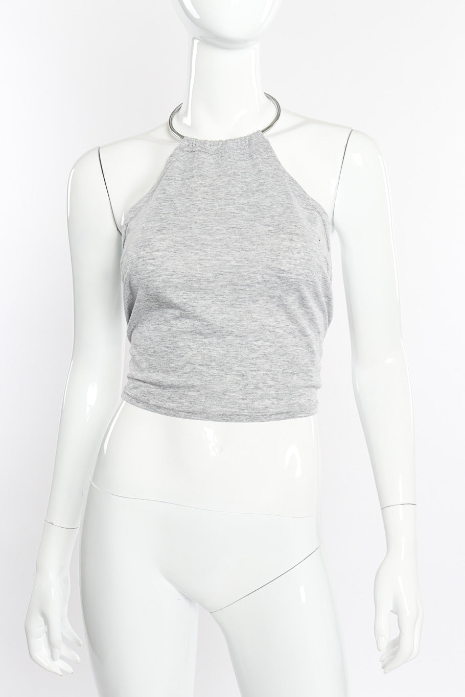 Cut-Out Sleeve Ring Collar Halter Top by Margiela on mannequin without sleeves @recessla