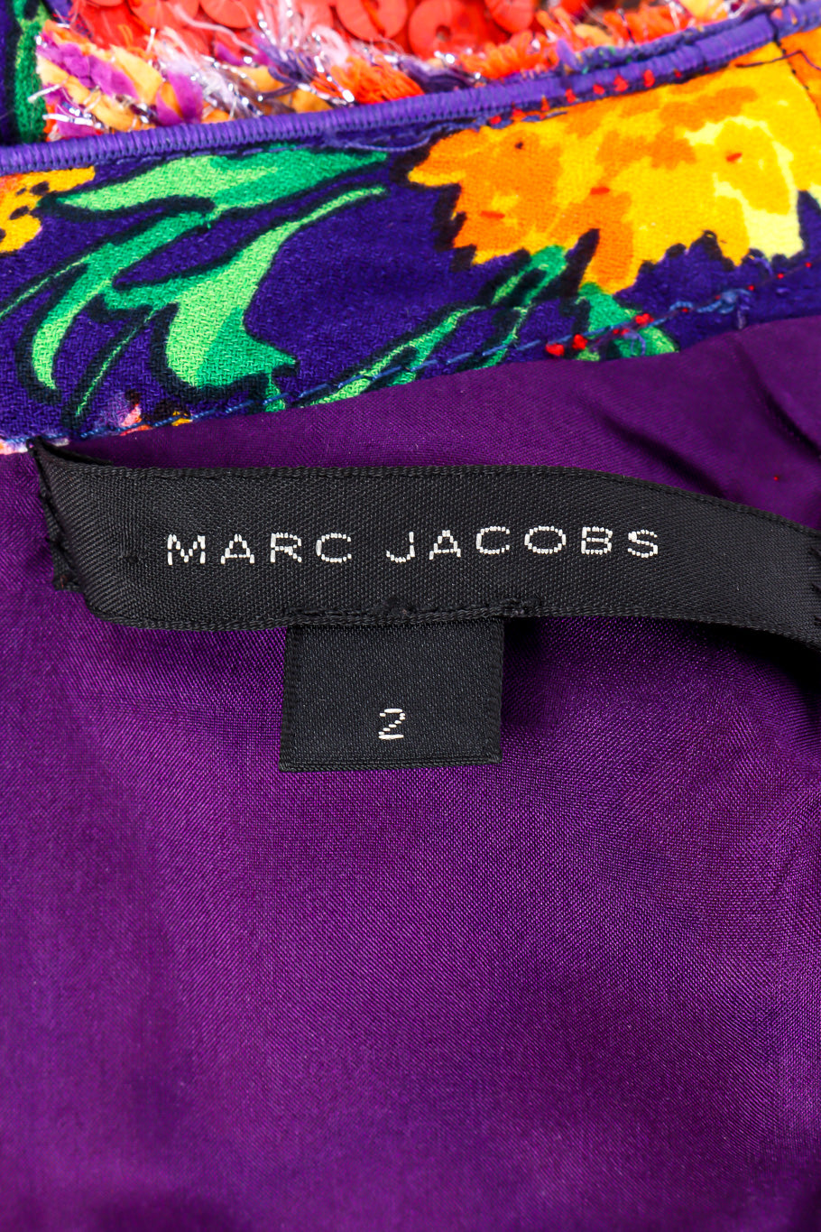 Floral lamé knit sequin dress by Marc Jacobs flat lay label @recessla