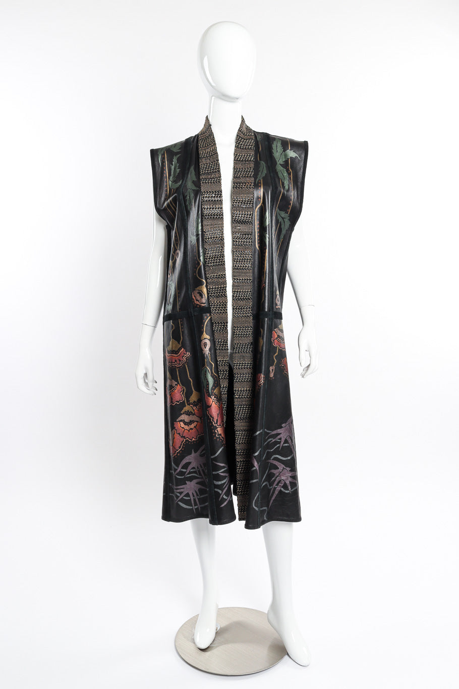 Vintage Painted Leather Vest front on mannequin @recessla