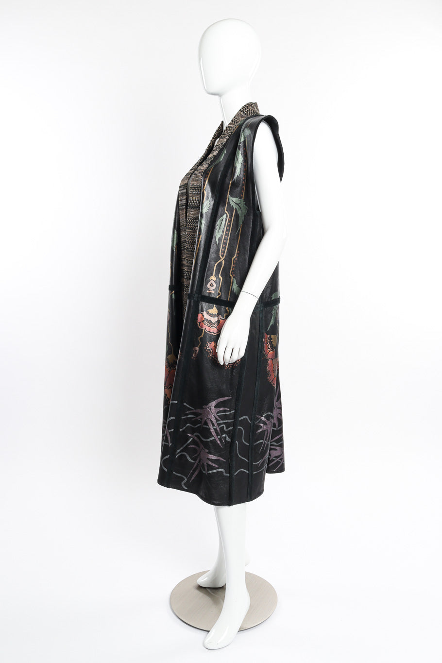 Vintage Painted Leather Vest side on mannequin @recessla