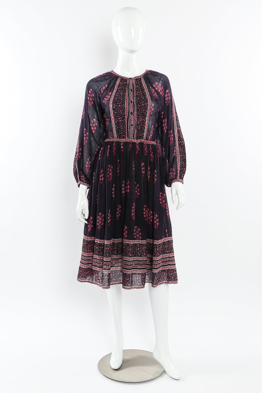 Cotton peasant dress by Mayur on mannequin front closed @recessla