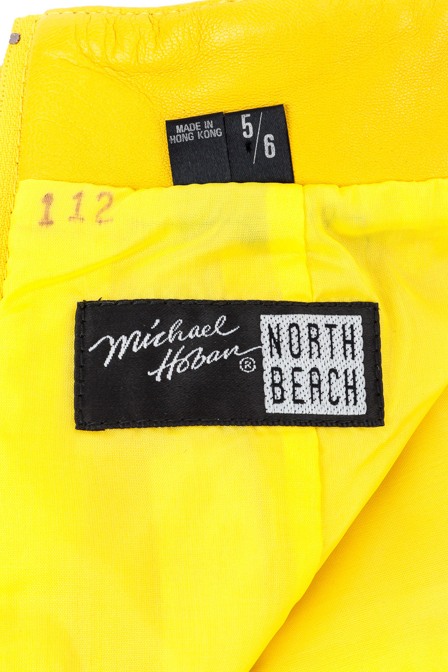 Vintage North Beach Cutout Leather Jacket and Skirt Set signature label in skirt closeup @Recessla