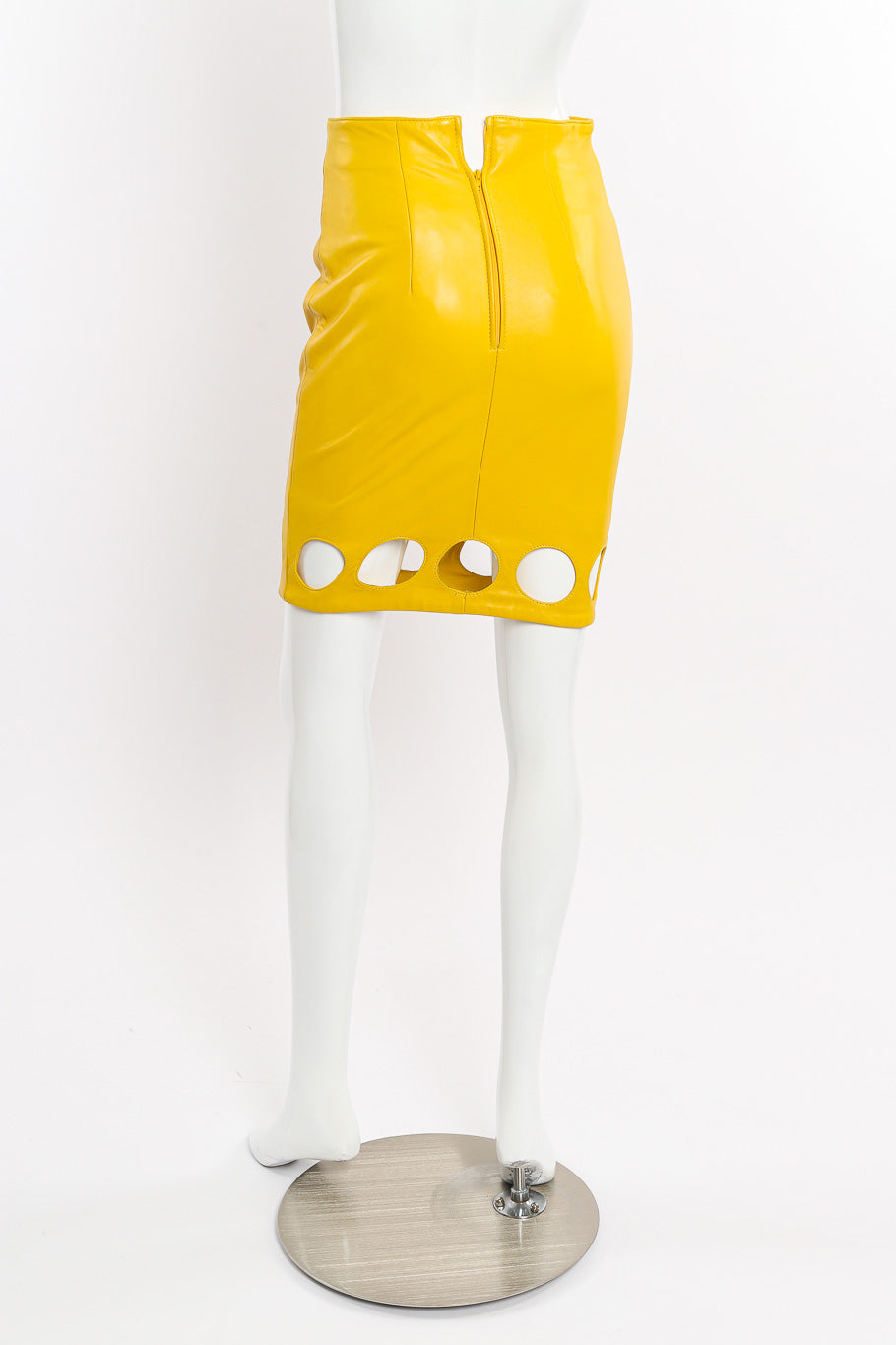 Vintage North Beach Cutout Leather Jacket and Skirt Set back view of skirt on mannequin @Recessla