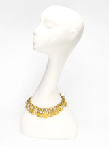 Vintage Mish Lion & Pearl Disc Dangle Collar Necklace on mannequin @recess la