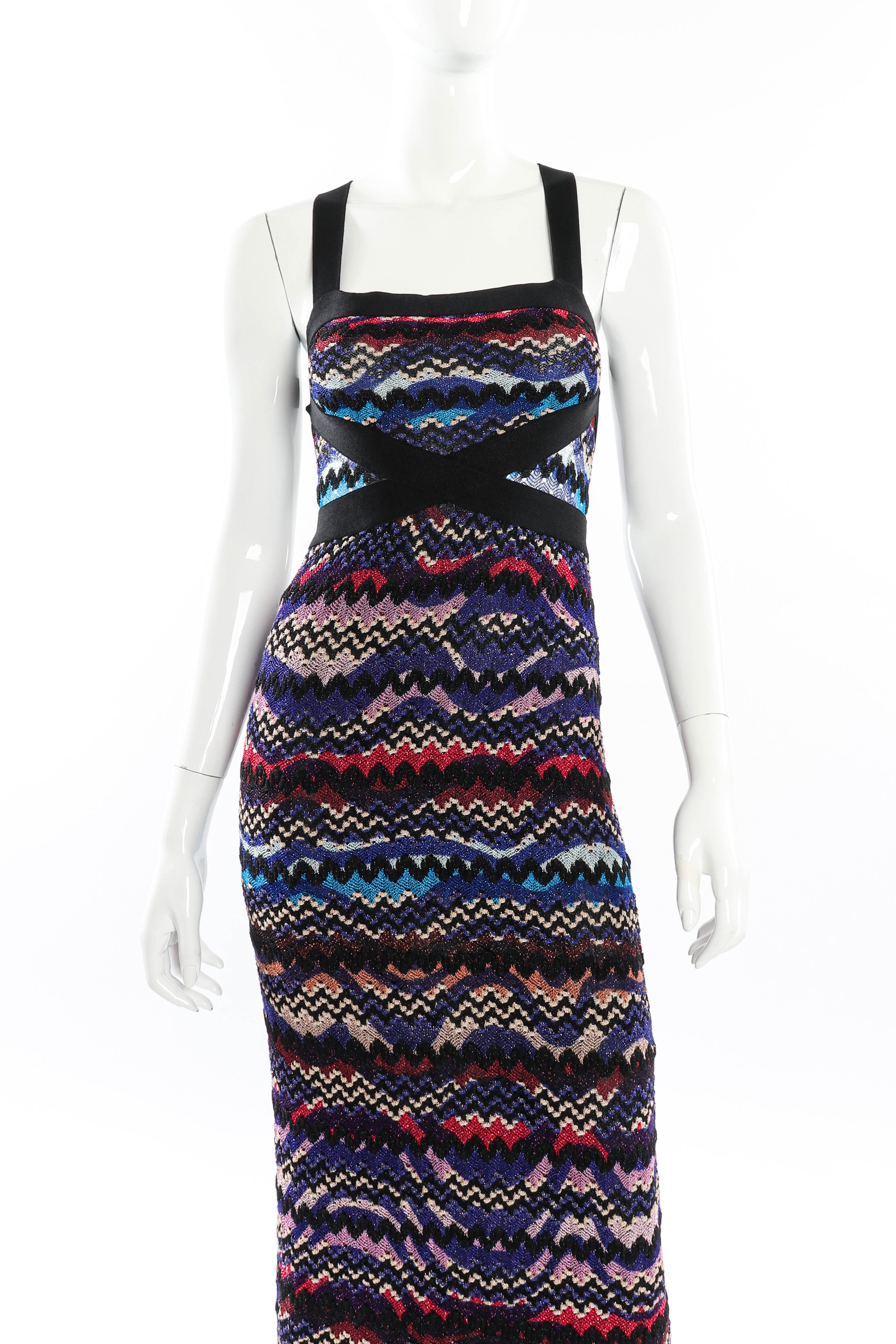 Missoni Chevron Knit Maxi Dress front on mannequin closeup @recessla