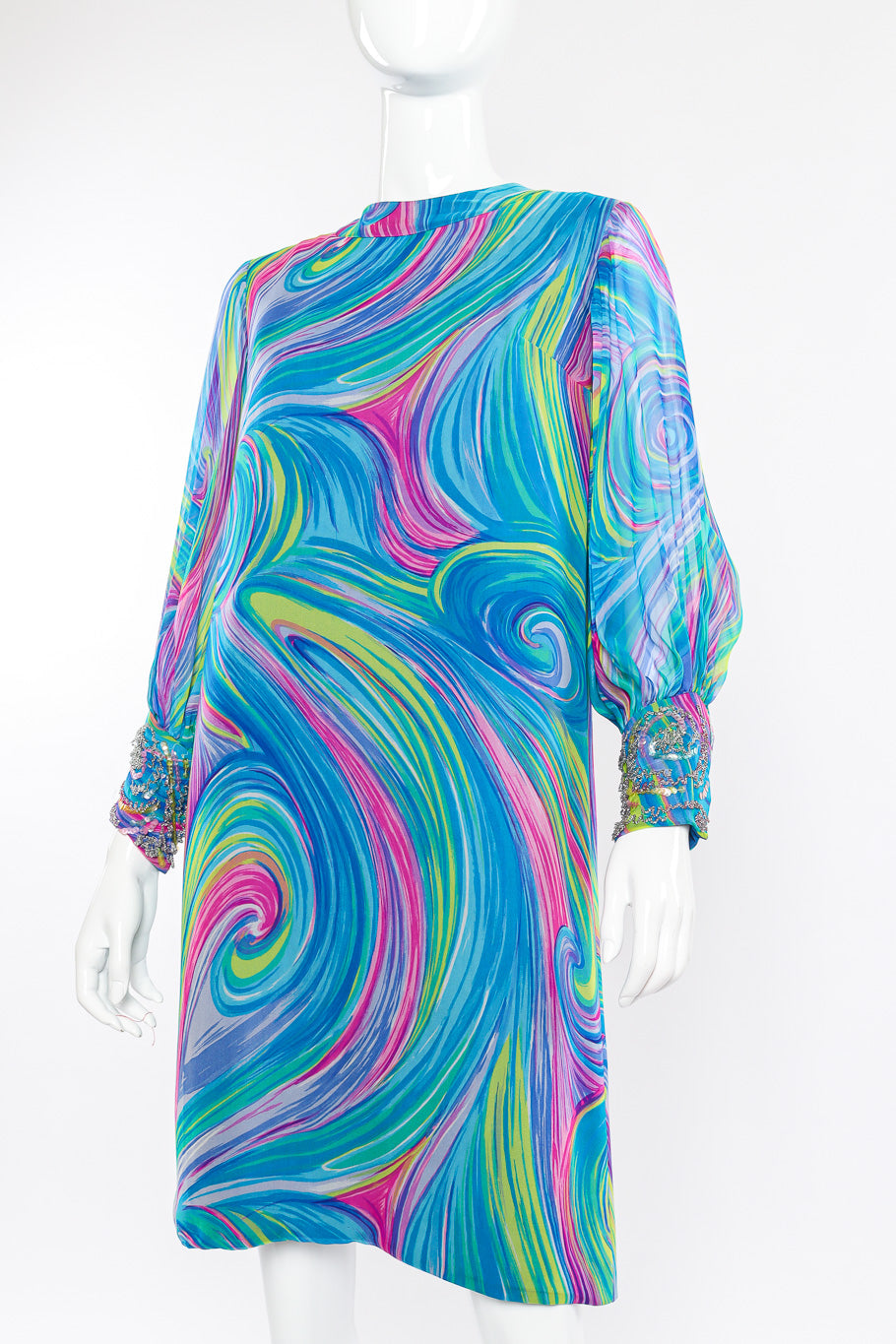 Abstract Swirl Silk Dress