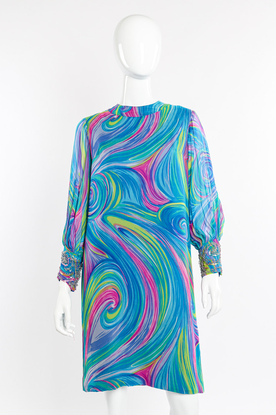 Abstract Swirl Silk Dress