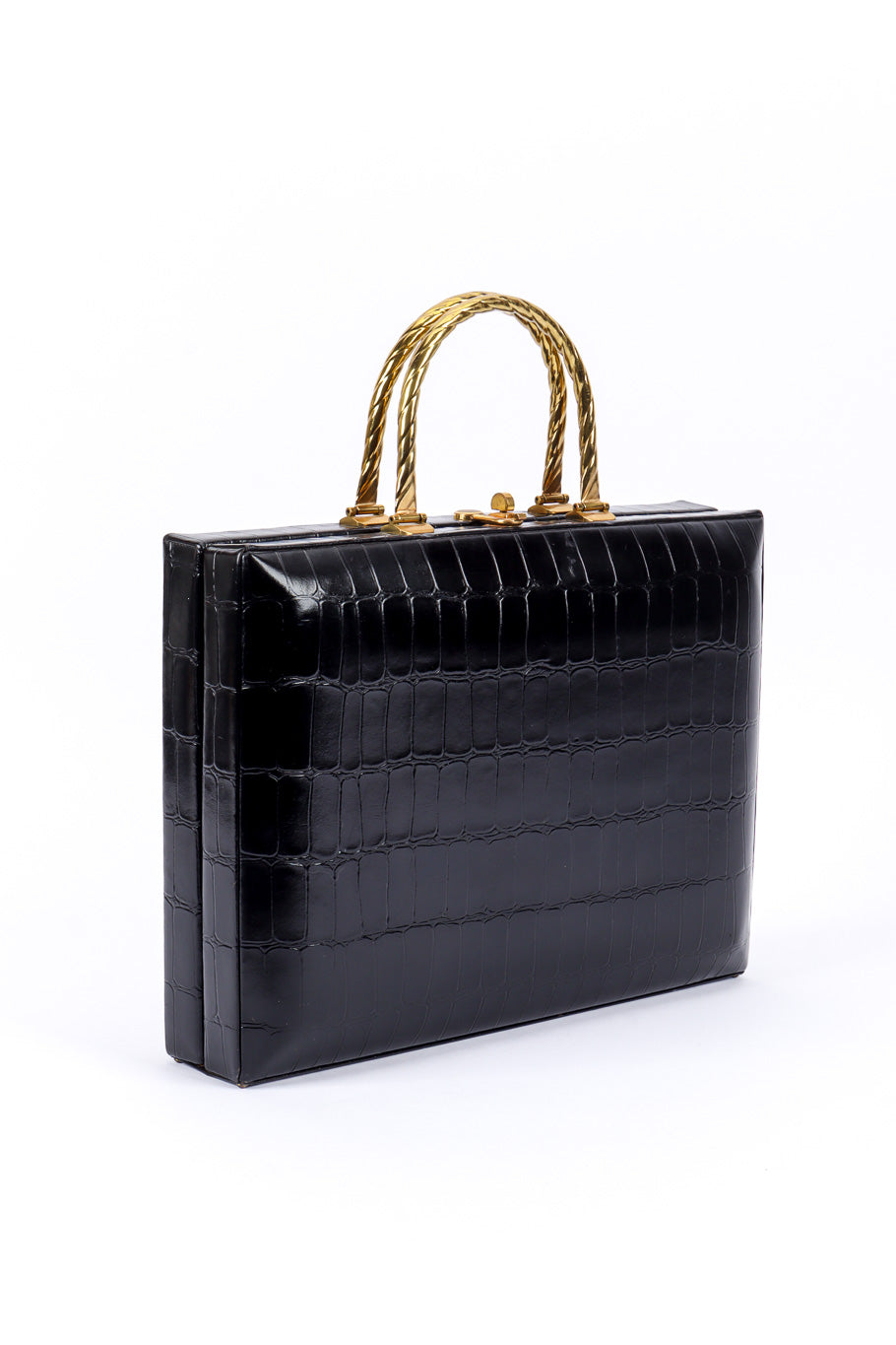Reptile Zipperette Box Bag by Murray Kruger on white background angled to side @recessla