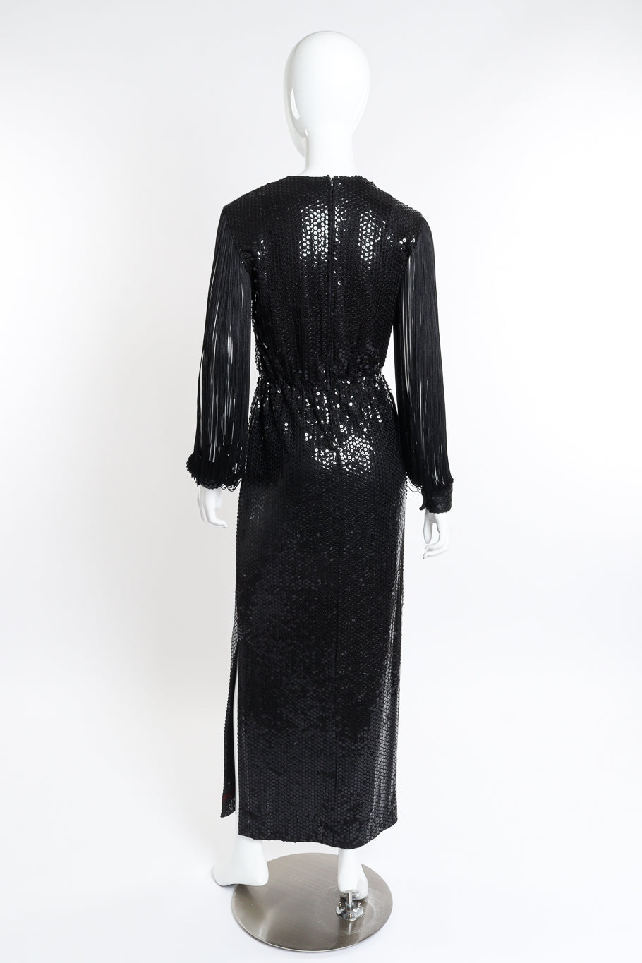Vintage Fringe Sleeve Sequin Dress back on mannequin @recessla