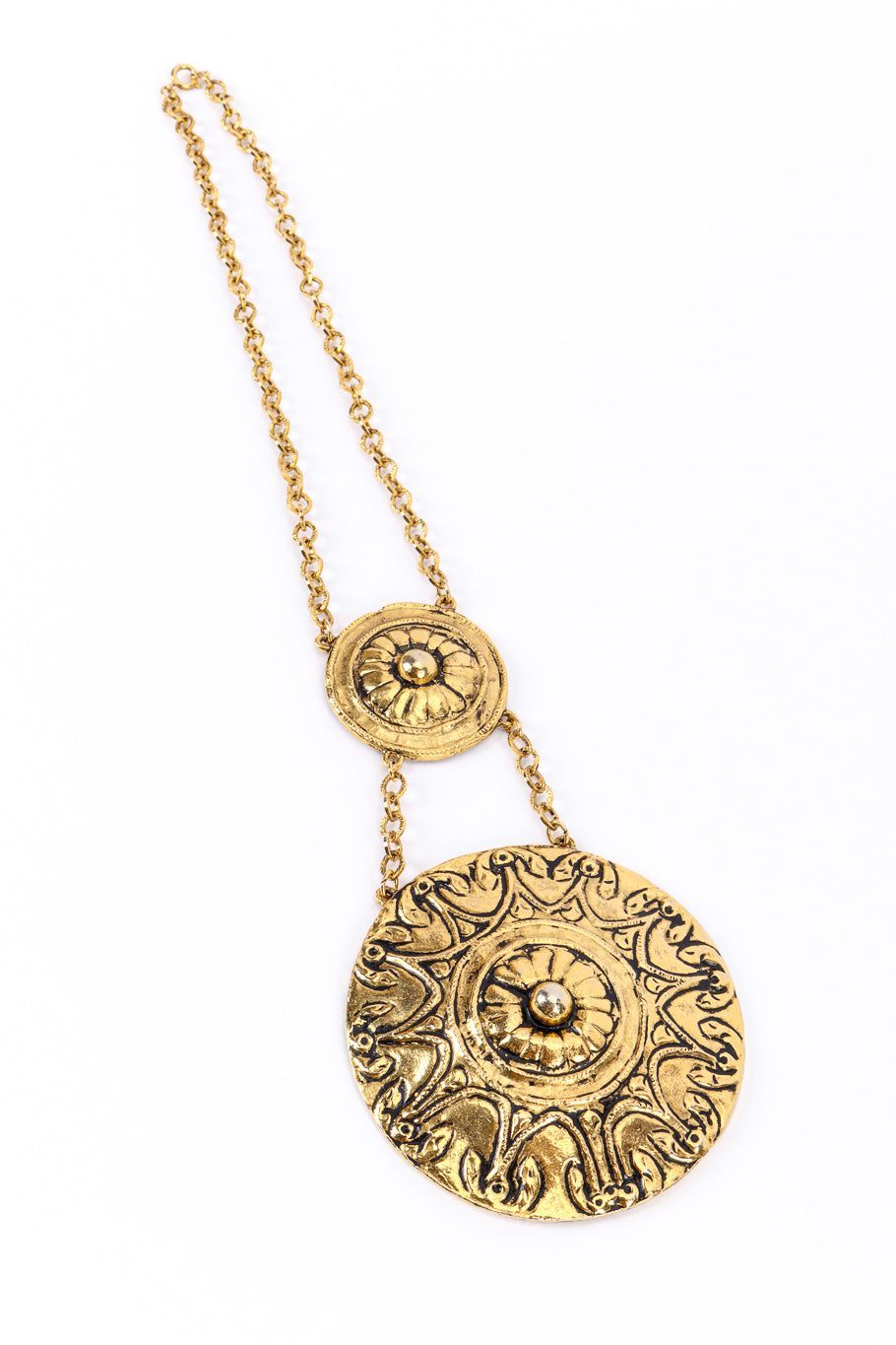 Vintage Accessocraft Double Medallion Necklace front view @recessla