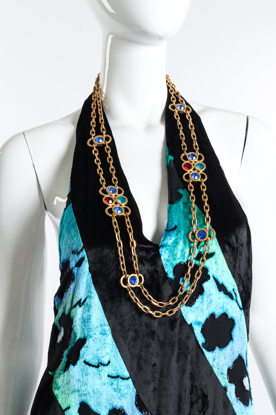 Vintage Monet Crystal Loop Pendant Necklace on mannequin @recess la