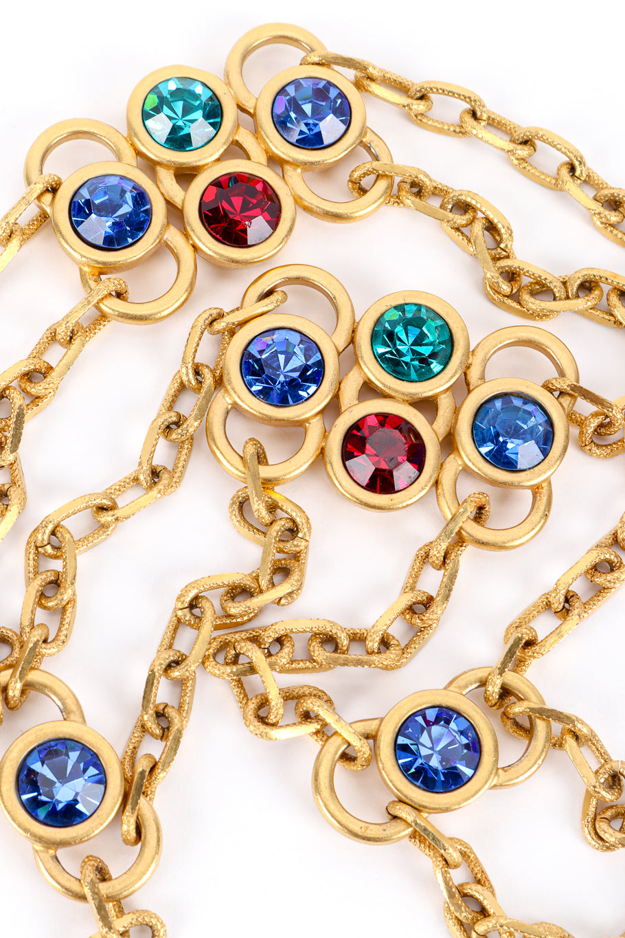 Vintage Monet Crystal Loop Pendant Necklace crystal and chain closeup @recess la