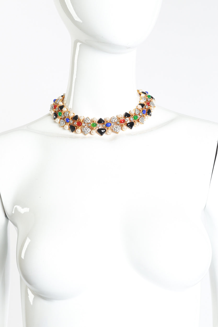 Vintage Craft Multistone Collar Necklace & Earring Set necklace on mannequin @recess la