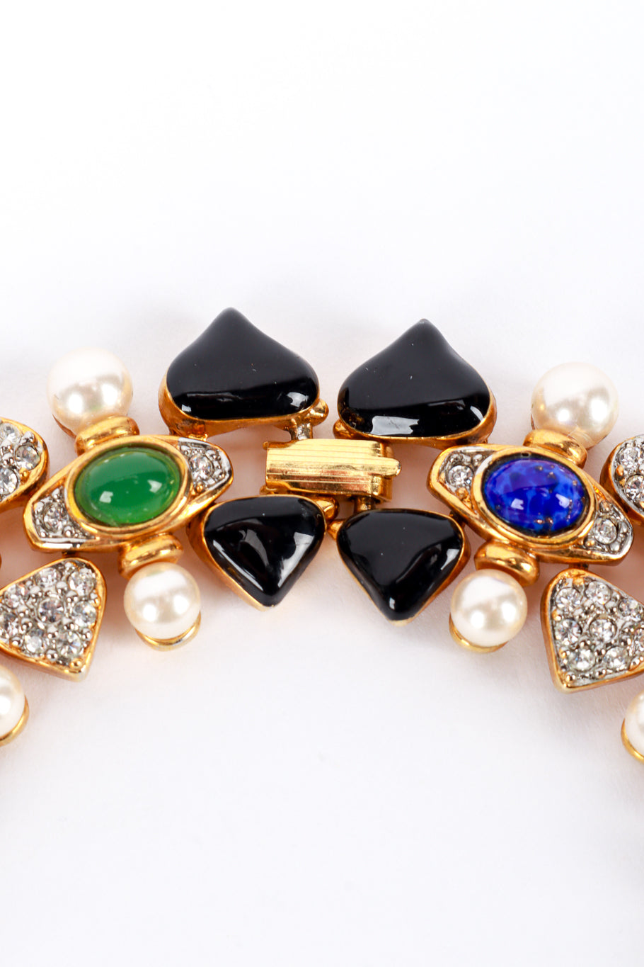 Vintage Craft Multistone Collar Necklace & Earring Set necklace clasp closeup @recess la
