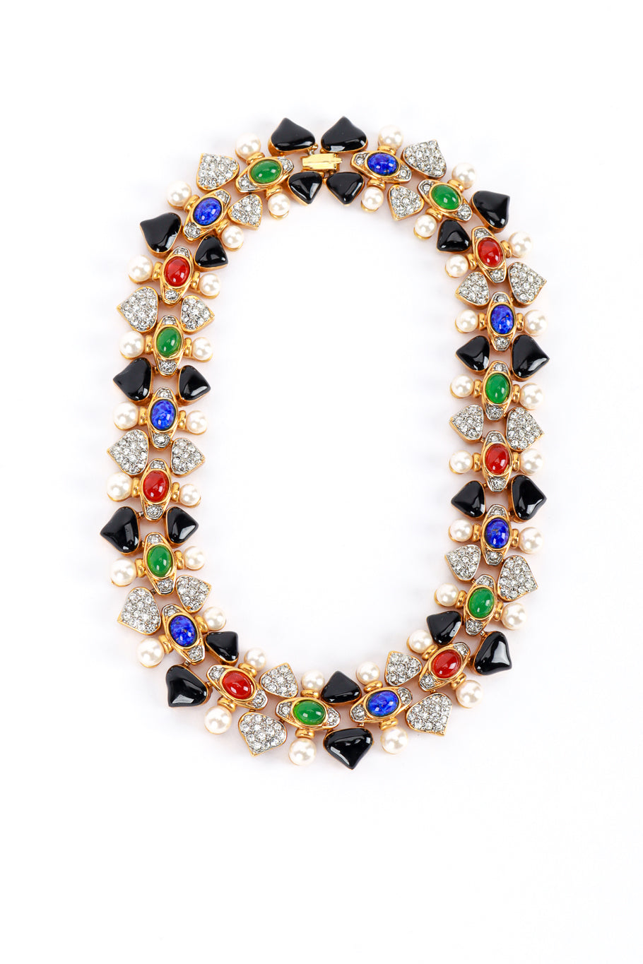 Vintage Craft Multistone Collar Necklace & Earring Set necklace front @recess la
