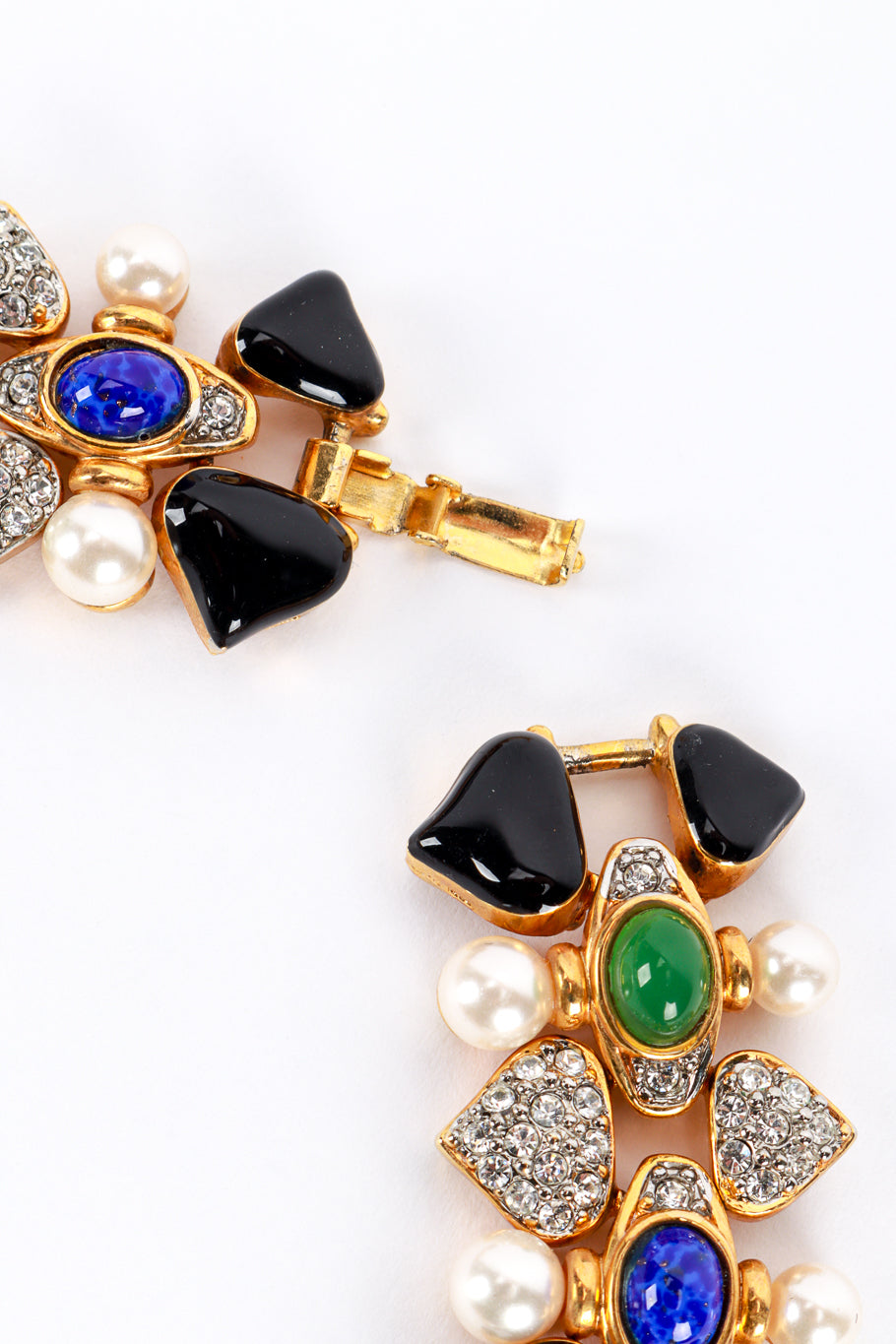 Vintage Craft Multistone Collar Necklace & Earring Set necklace unclasped closeup @recess la
