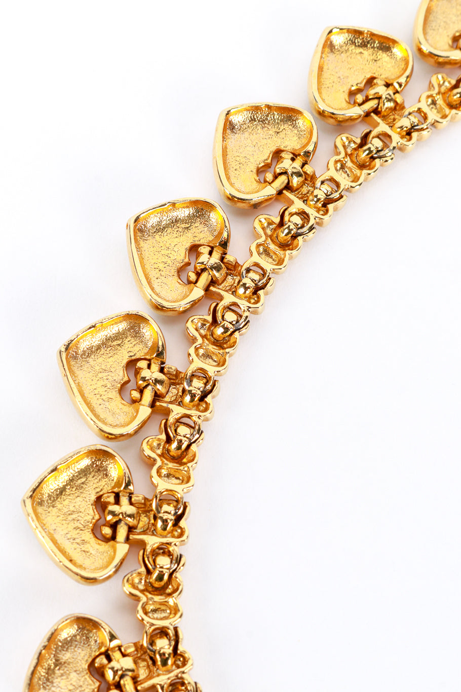 Vintage Les Bernard VO Rhinestone Heart Collar Necklace back closeup @recess la