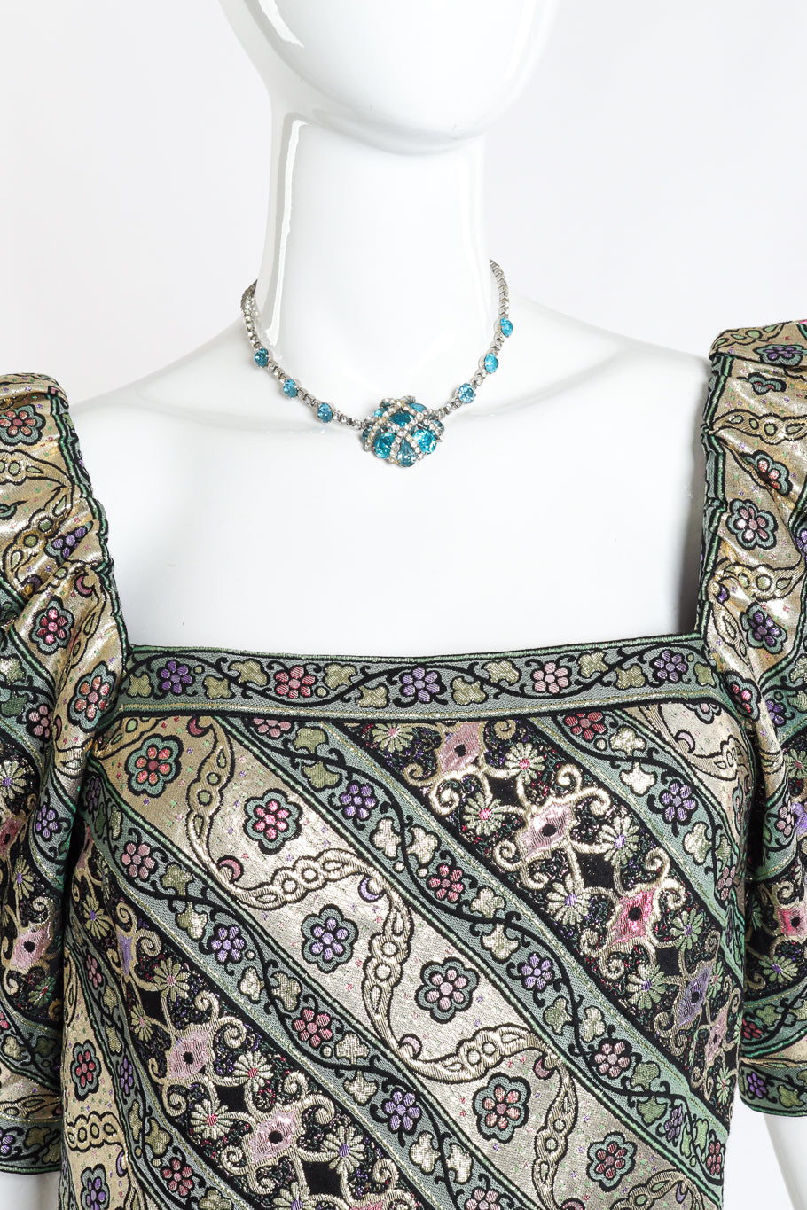 Vintage Kramer of New York Checkered Crystal Collar Necklace on mannequin @recess la