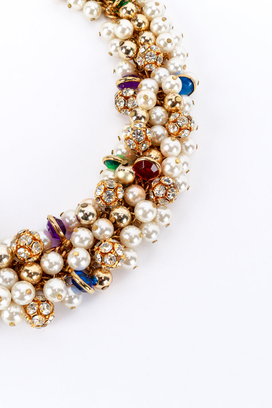 Pearl & Crystal Collar Necklace detail @RECESS LA