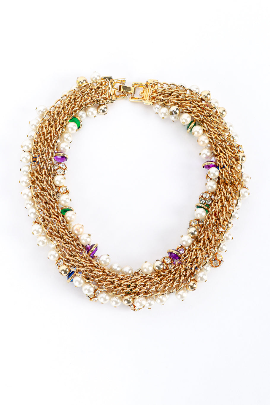 Pearl & Crystal Collar Necklace reverse @RECESS LA