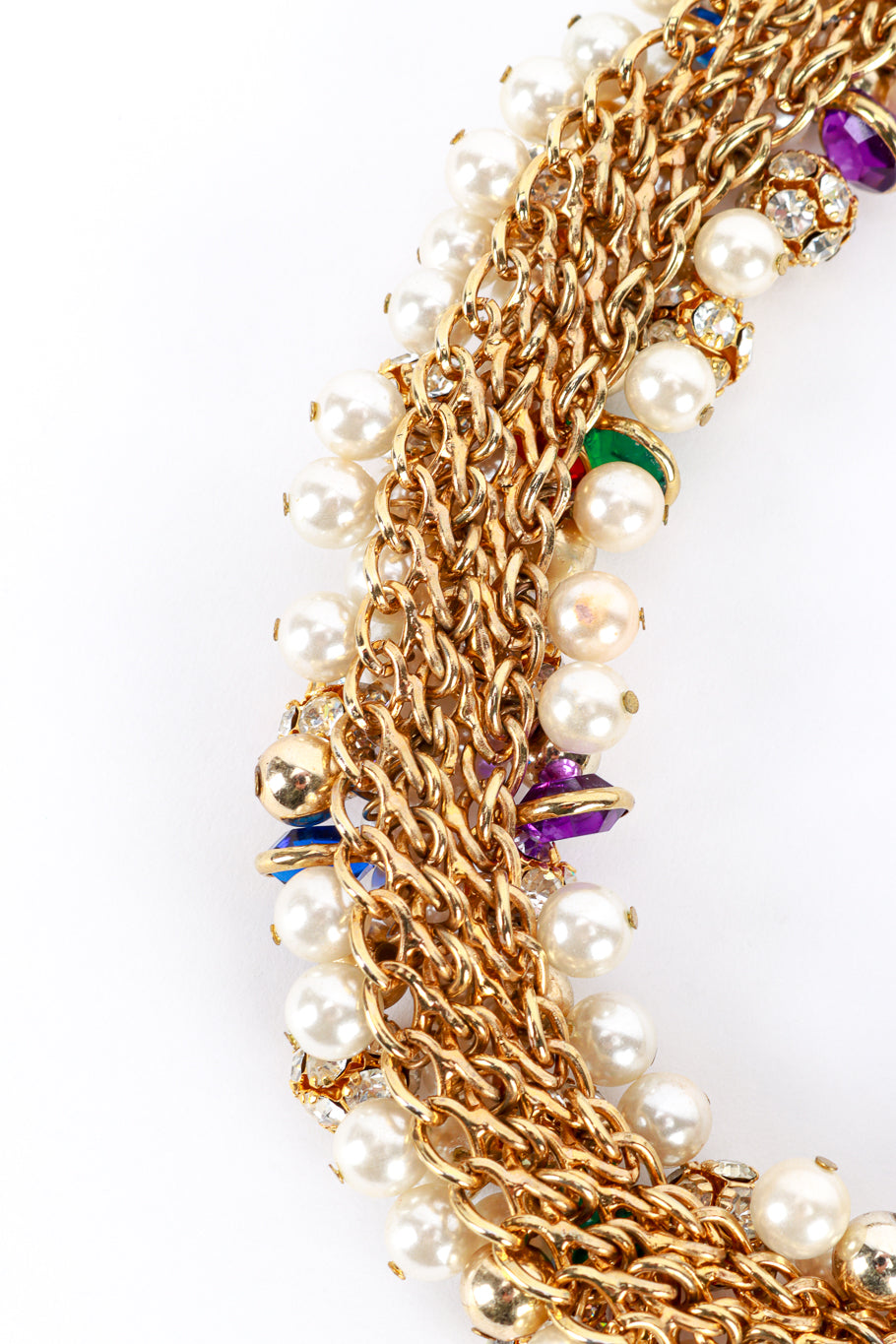 Pearl & Crystal Collar Necklace reverse detail @RECESS LA
