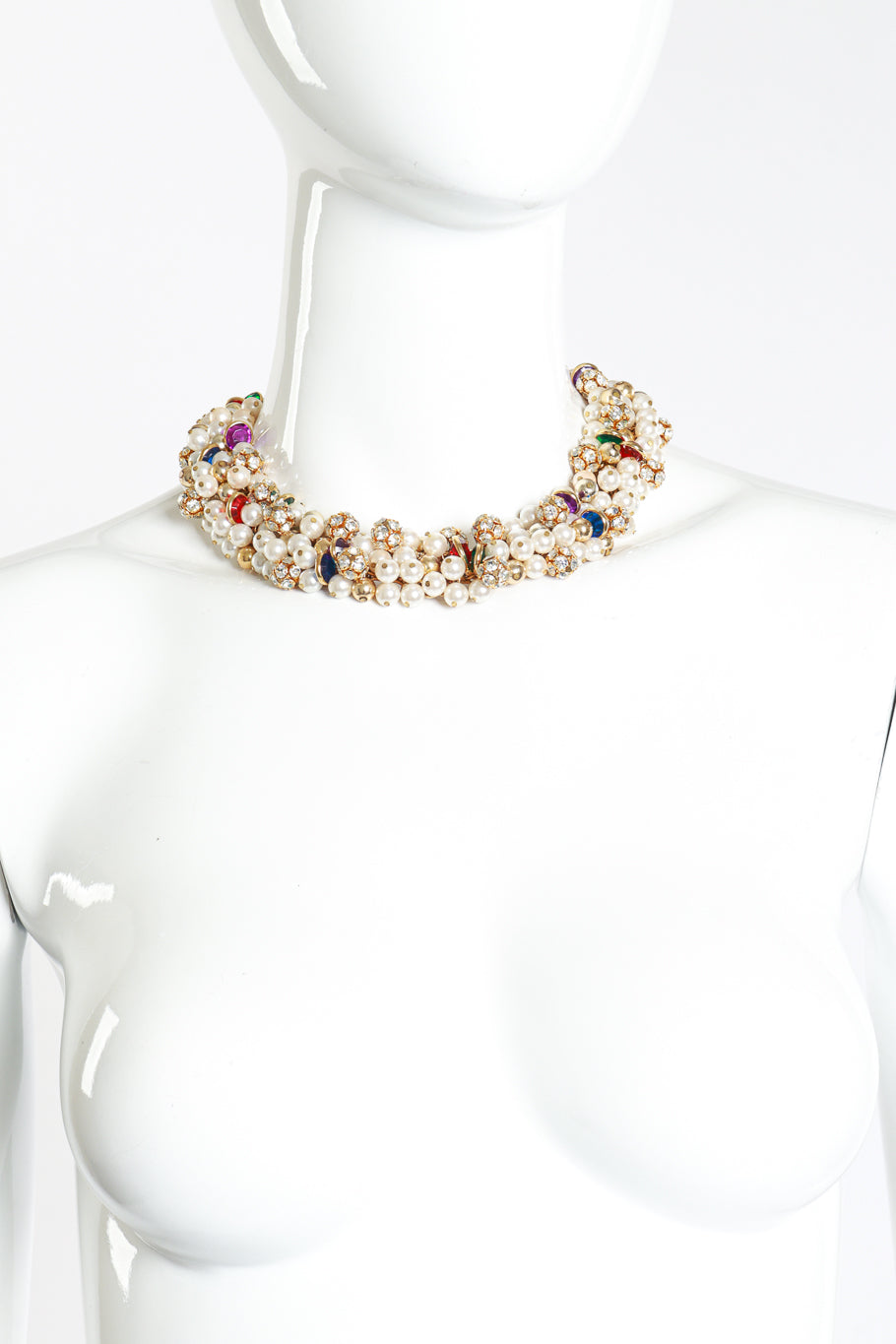 Vintage Pearl & Crystal Collar Necklace on mannequin @RECESS LA
